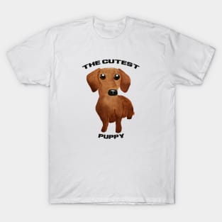 The cutest puppy Watercolor cute dachshund puppy big eyes kawaii T-Shirt